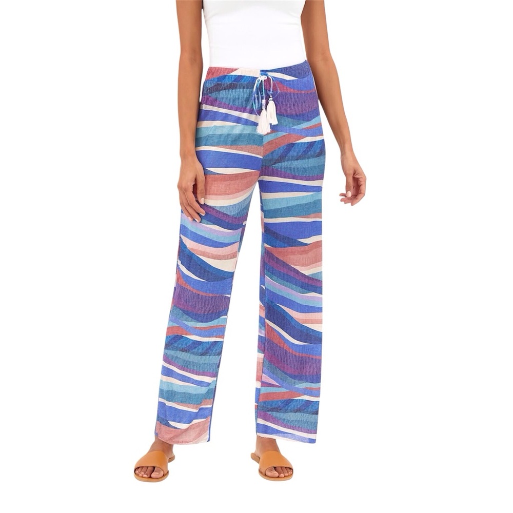 Becca Rebecca Virtue Sound Wave Split Side Sheer Harem Swim Cover Up Pants Large